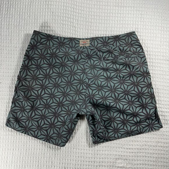 Faherty Board Shorts Adult 36 Green Floral Pockets Drawstring Swim Logo Mens - Picture 4 of 12